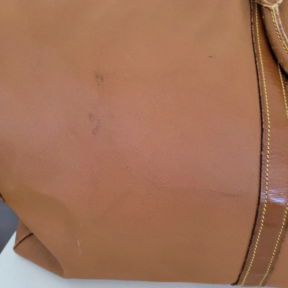 Hunting World Vintage Tan Leather Trim Duffel Bag Travel Weekender Large